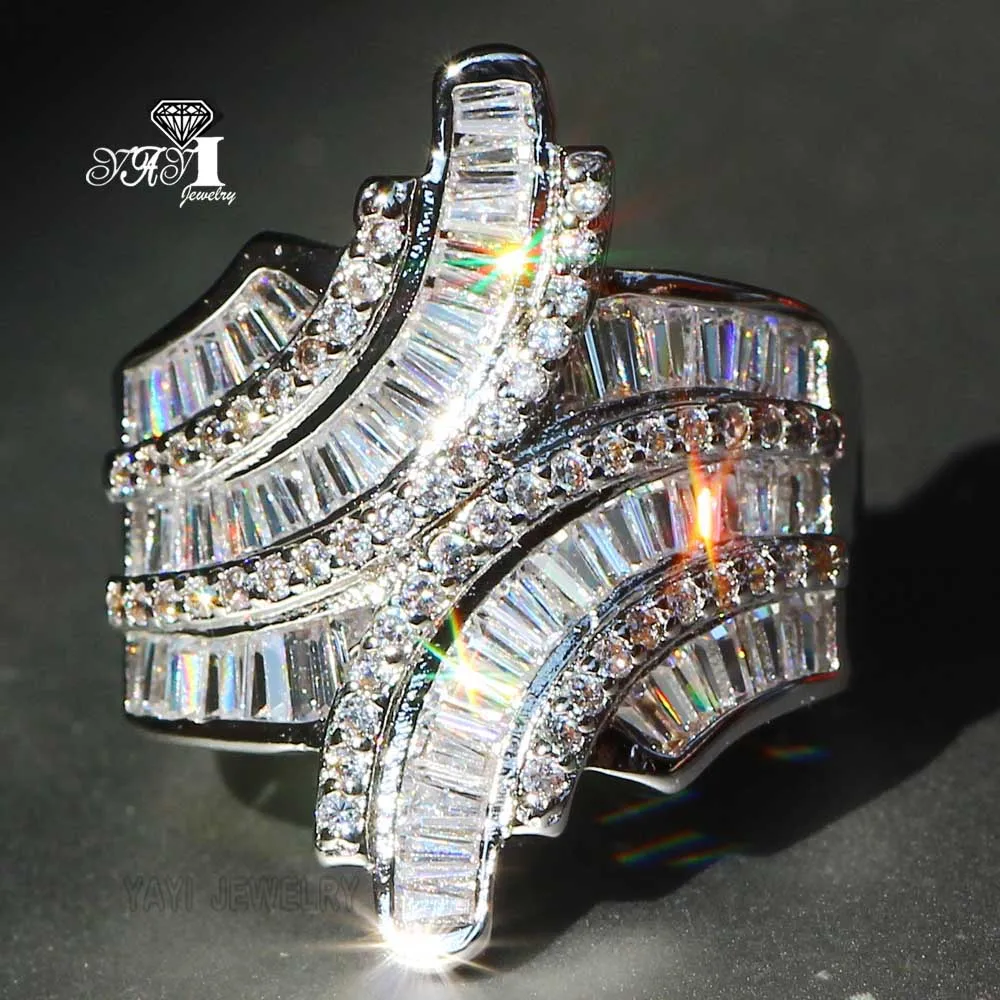 YaYI Jewelry Fashion  Princess Cut 4.4  CT White Zircon Silver Color Engagement Rings wedding Rings Party Rings 643