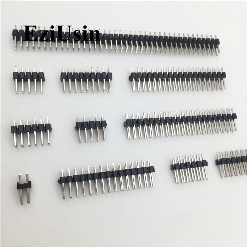 2.54mm Double Row Male 2~40P Breakaway PCB Board Pin Header Connector Strip Pinheader 2 * 2/3/4/6/8/10/12/15/20/40P For Arduino