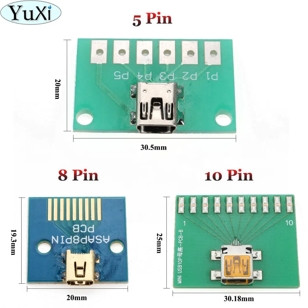 YuXi MINI USB to DIP Adapter 5pin 8pin 10pin female connector with PCB Board test board for Phone PC