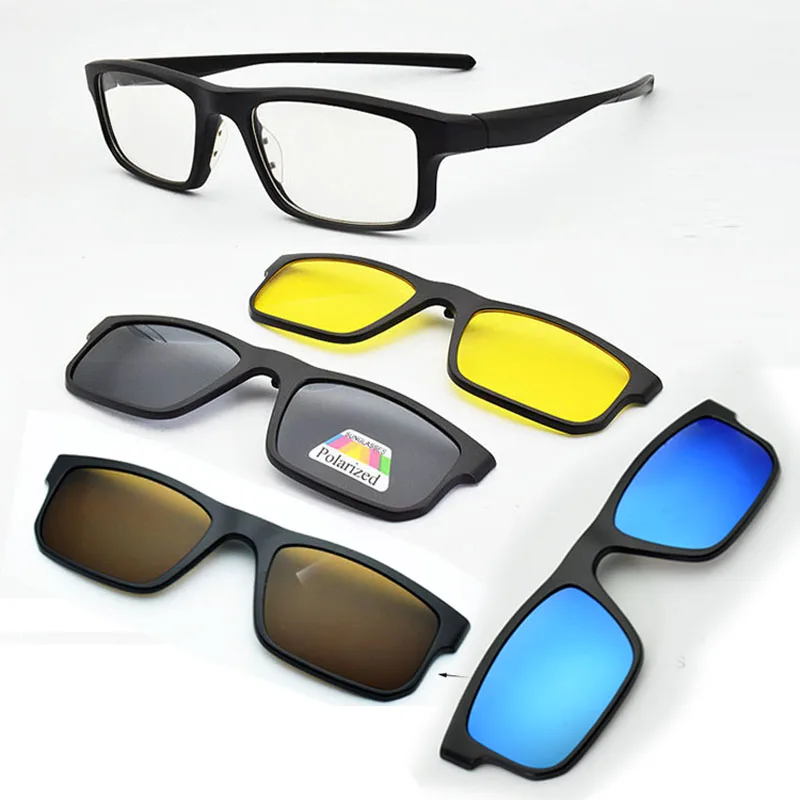 Full Frame Male Sports Style Eyeglasses Frame With Magnet Clip Ultra-light 3D Glasses Polarized  Sunglasses Night Vision Goggles
