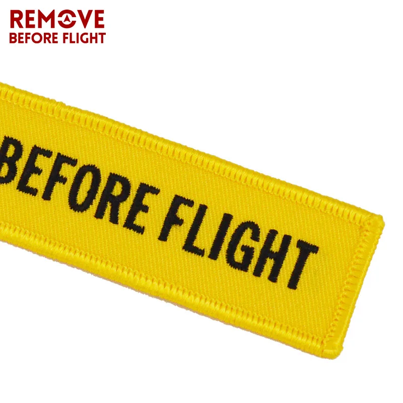 Remove Before Flight Key Fob llaveros Important Things Tag Yellow Embroidery OEM Key Chian Jewelry Aviation Gifts llavero mujer