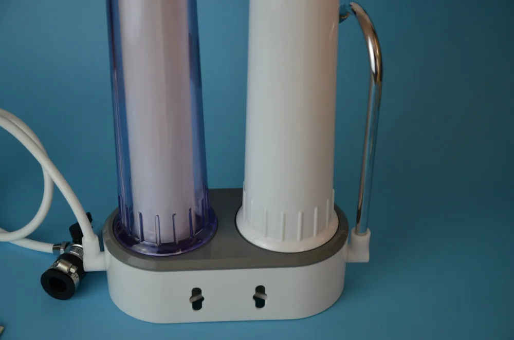 카운터 탑 듀얼 스테이지 워터 필터/정수기, 세라믹 캔들, 결합 탄소 블록 필터