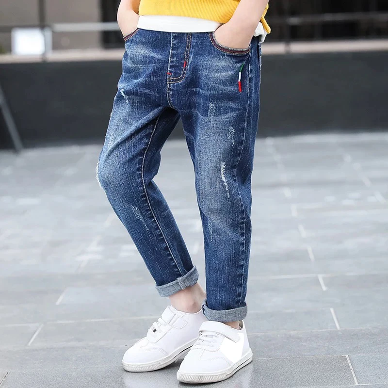 IENENS  Young Boy\'s Jeans Light Color Cowboy Trousers Boys Denim Long Pants 4-11 Years Children Kids Baby Boy Jean Bottoms