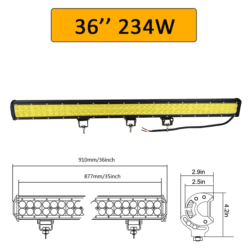 Auxtings yellow 20 inch 126W 12\'\' 22\'\' 20\'\' offroad led light bar 12V 24V Spot Flood Amber Fog Lamp for Jeep Car 4WD Truck SUV