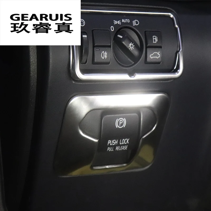 カースタイリング内装電子ハンドブレーキハンドブレーキボタンスイッチカバー黒ステンレス鋼ボルボXC60 XC70 V60 S60 S80