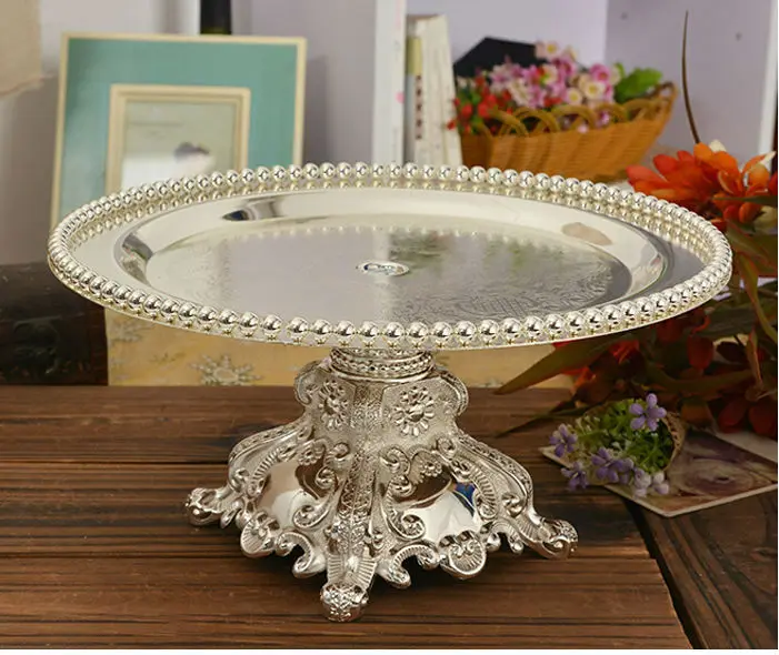 Diameter 26/29cm Round Silver Metal Cake Stand Dessert Plate Cake Disply Pan Cake Decorating Tools For Kitchen Accessories SG013