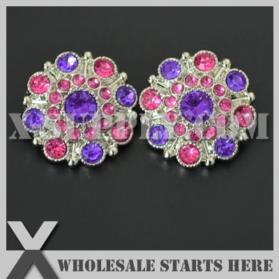 

28mm Special Stargazer Acrylic Rhinestone Button with Shank Back,Hot Pink and Purple