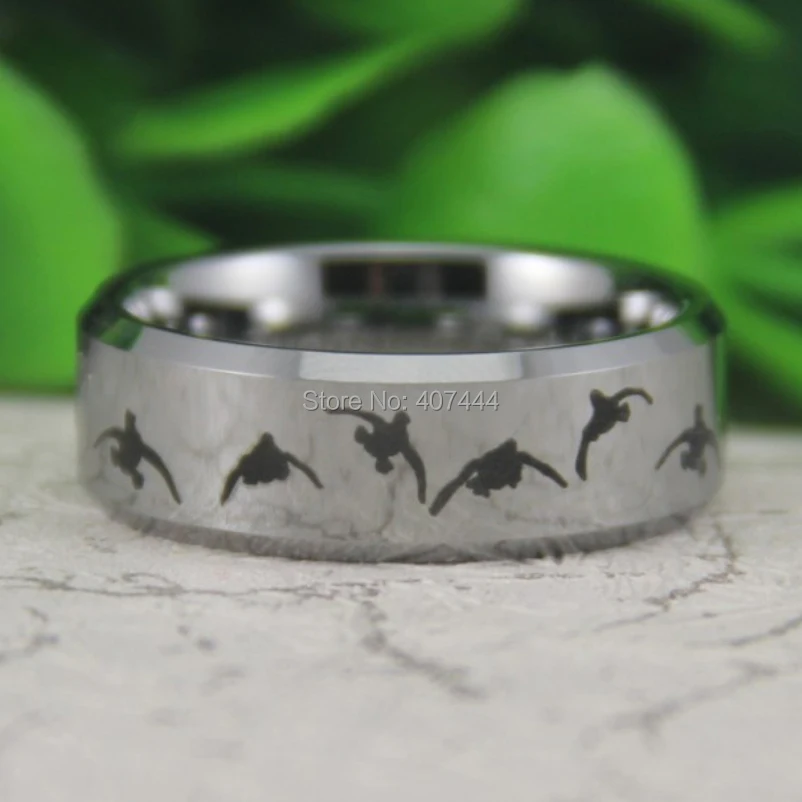 Free Shipping YGK JEWELRY Hot Sale 8MM Silver Beveld Duck Hunting Design The New Men's Tungsten Carbide Ring