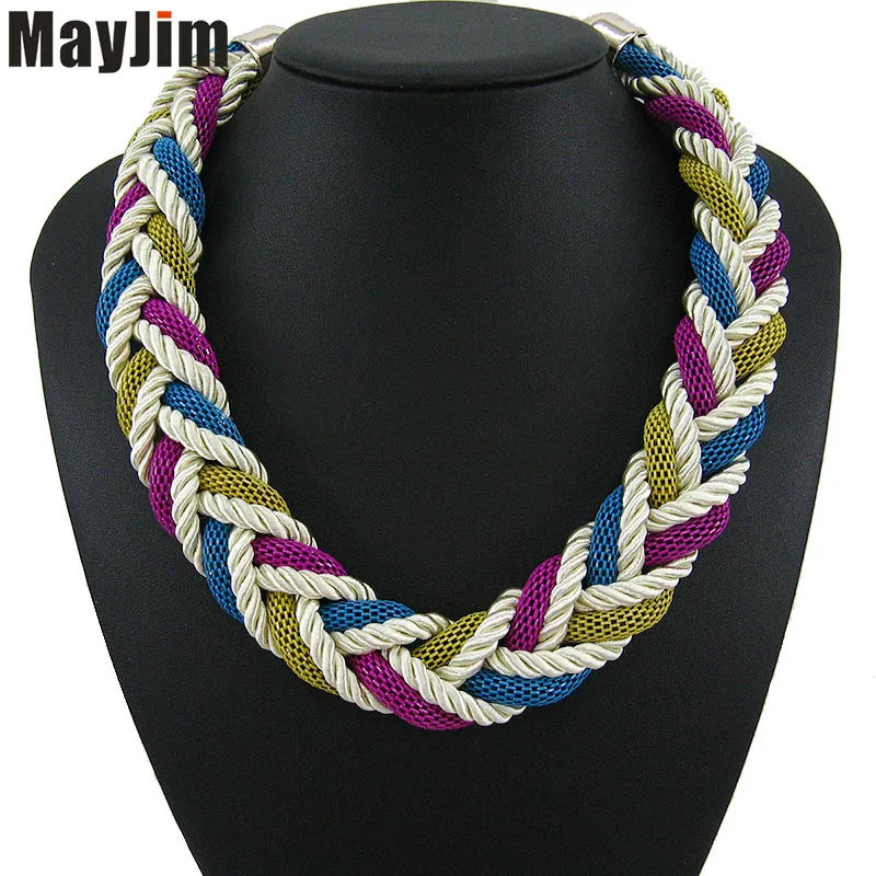 Statement Necklace Vintage Fashion Punk Big Simple Metal Chain braid Twist Chain Necklaces & Pendants Women Jewelry Accessories