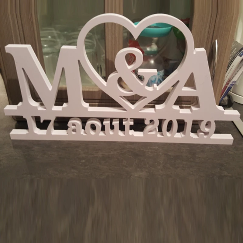 Custom Wooden Standing Letters Sign, Personalized Raw MDF, Wedding Joint Names