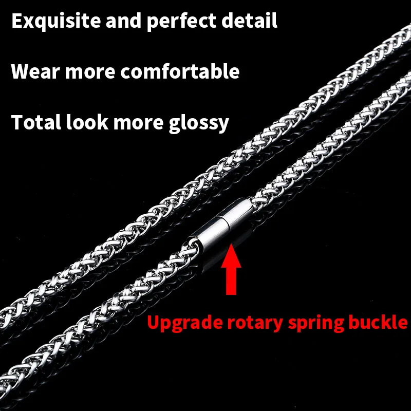 Beier 3mm/4mm/5mm/6mm Width 316L Stainless Steel Men Boy Spiga Plait / Popcorn Necklace Keel Chain Silver Color BN1074