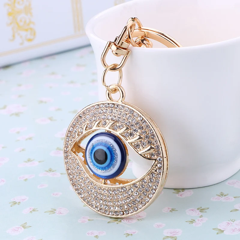 Charm Novelty Gift Fashion Creative Rhinestone Big Eyes Bag Keychains Car Key Chain Ring Holder Women Handbag Jewelry R017