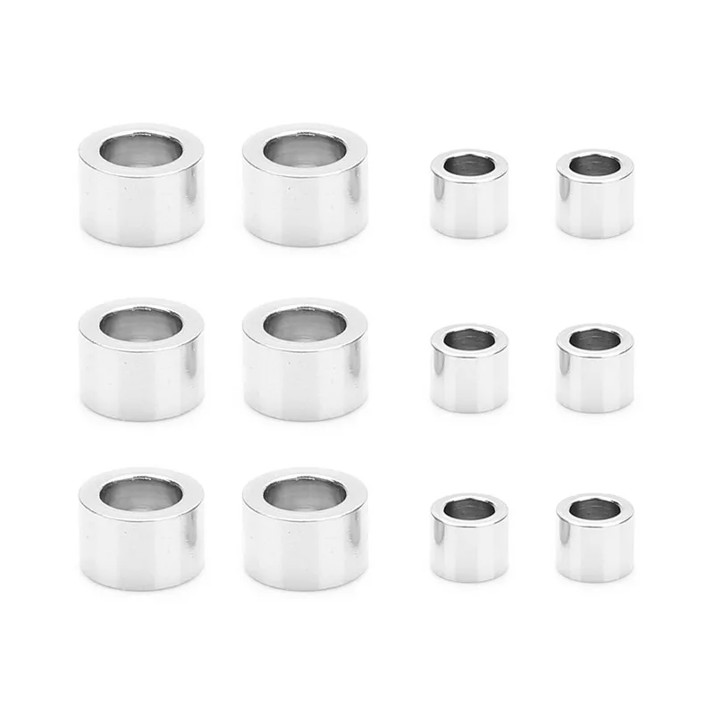 SAUVOO 20pcs/lot Stainless Steel Short Tube Spacer Bead with 3.2mm Big Hole for DIY European Jewelry Making Accessories Supplier