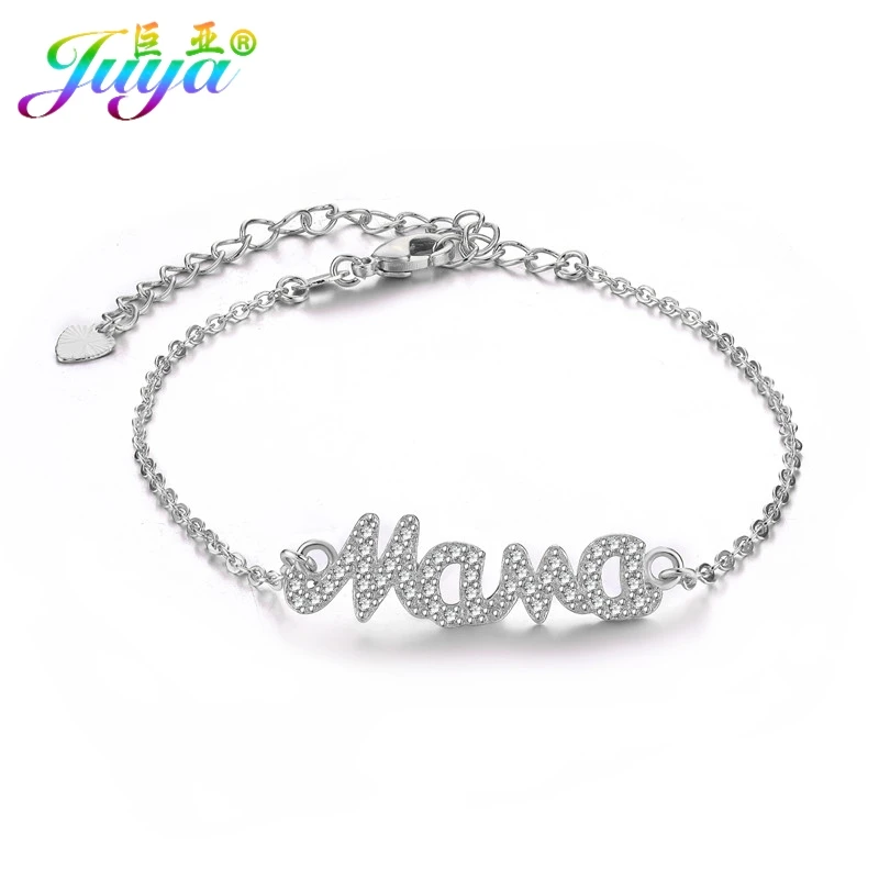 Juya Handicraft Women\'s Bracelets Supplies Mama+Boy+Girl Link Chains Bracelets For Handmade Daughter Mother\'s Day Gift Jewelry