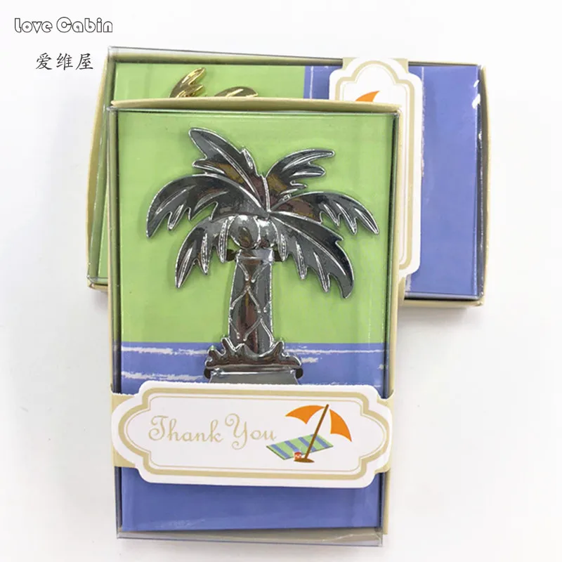 Wedding Souvenirs Coconut Tree Bottle Opener with gift box Wedding Christmas Party gift Festive Party Supplies 10pcs