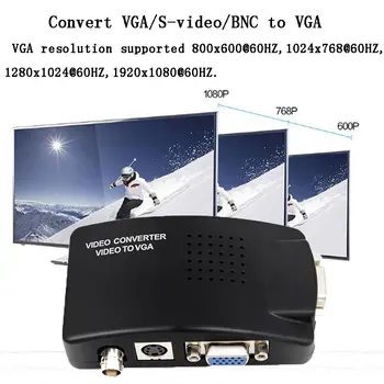 Převodník VGA BNC SVIDEO na VGA video, výstupní adaptér VGA BNC na VGA, kompozitní digitální přepínač s kabelem DC 8 nejlepší prodej adaptér z koaxiálního na VGA - №4