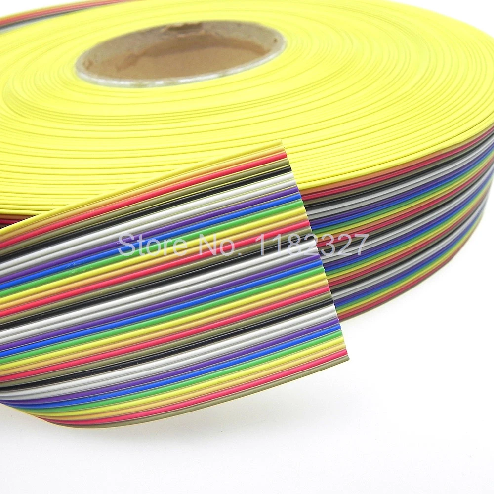 (1 Meter/Lot) 34 WAY 1.0MM Pitch Flat Color Rainbow Wire 34PIN Flat Flex Ribbon IDC Cable