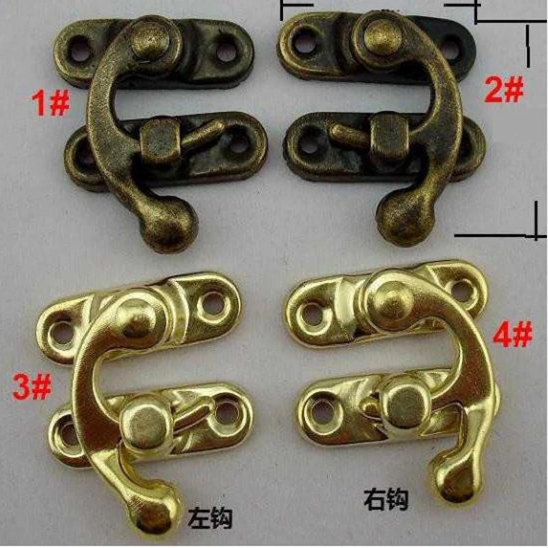 

50pcs/lot 28*33mm Golden/bronze Clasp Hardware Metal Buckles Wooden Packing Box Latch Hook Small Shackle Lock Horns Drawer Deco