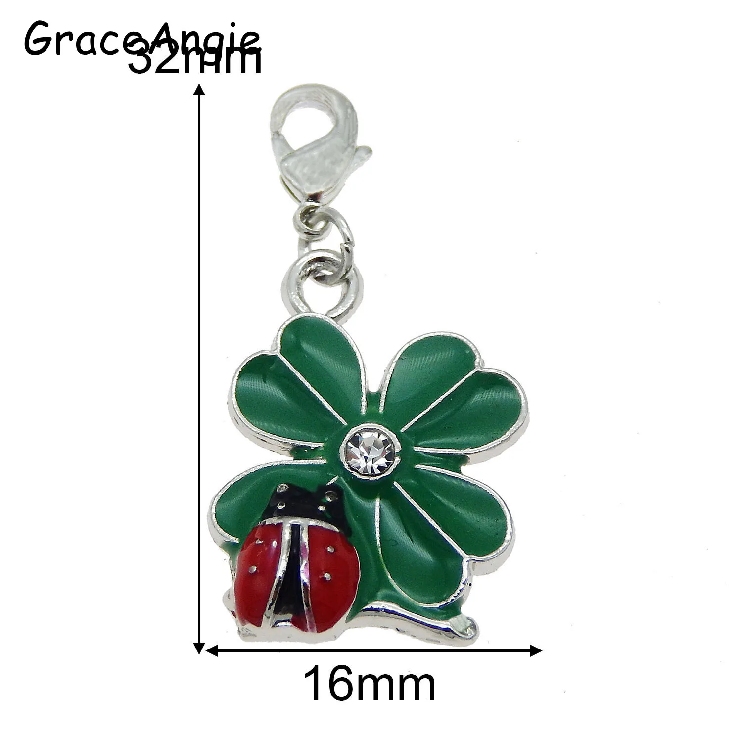 4pcs Enamel Ladybug Leaves Earrings DIY Keychain Earrings Jewelry Making Cute Baby Gift Green Clover With Lobster Clasp