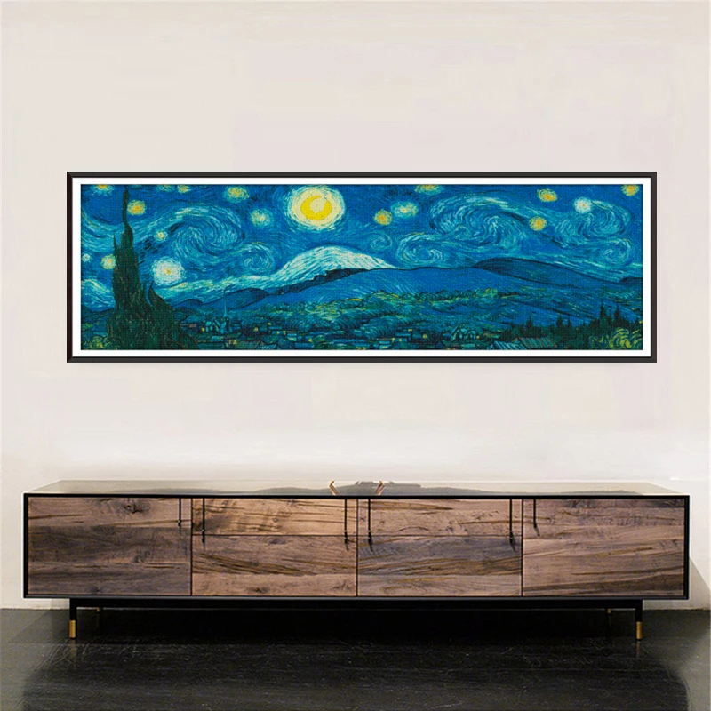 Joysunday Starry Night Panorama (van gogh)11CT Printed Fabric 14CT Canvas DMC DIY Hand Cross-stitch Large Living Room Decoration