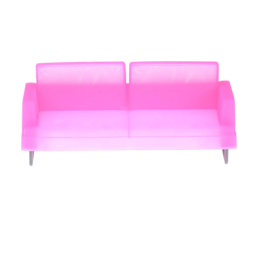 

Doll House Sofa Miniature For Barbie Deluxe Pink Plastic Sofa Chair For Barbie Doll Accessories Doll House Decoration