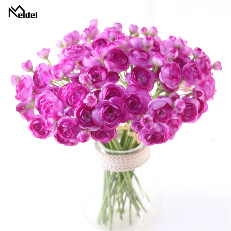 Meldel Artificial Peony Flowers Bridal Bouquet Camellia Rose European-style Home Wedding Table DIY Decoration Fake Flowers Lotus