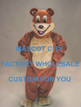 

Smiling Cartoon Bear Mascot Costume Deluxe Plush Brown Bear Mascotte Mascota Costume Outfit Suit Fancy Dress SW506