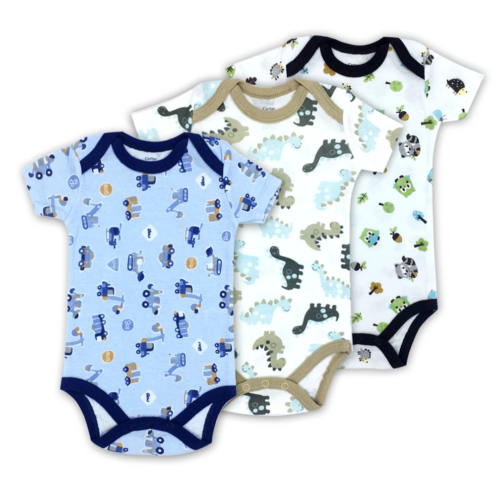 

3PCS/LOT Unisex Top Quality Baby Rompers Short Sleeve Cottom O-Neck 0-244M Novel Newborn Boys&Girls Roupas de bebe Baby Clothes