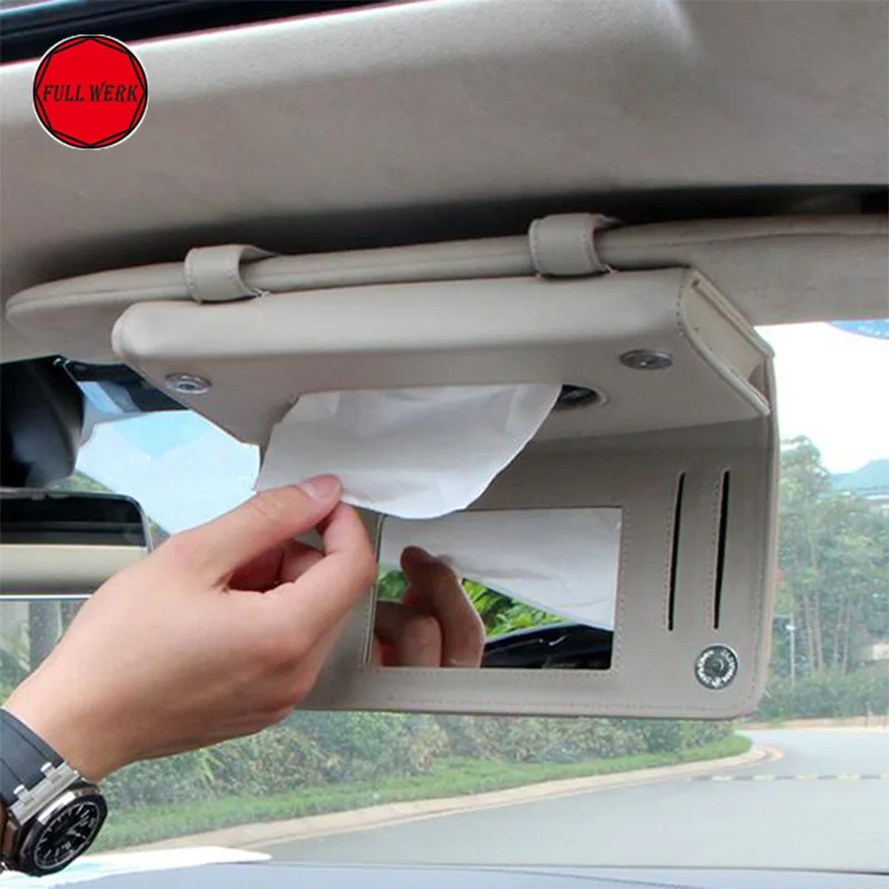 

1pc Microfiber Leather Car Sun Visor Hanging Tissue Box Holder for Tesla Model S 3 Interior Sun Car Visor Card Organizer Clip