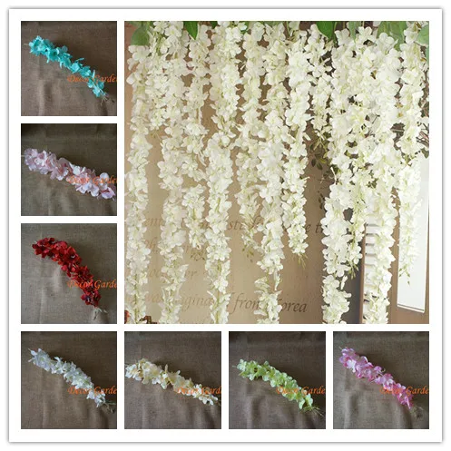 Artificial Hydrangea Wisteria Flower String, DIY Simulation, Wedding Arch, Square Rattan, Wall Hanging Basket, Can Be Extension,