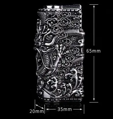 Retro Metal Carving Kerosene Oil Lighter Unique Gasoline Cigarette Lighter Tobacco  Handicraft Cigar Trench Military Lighter