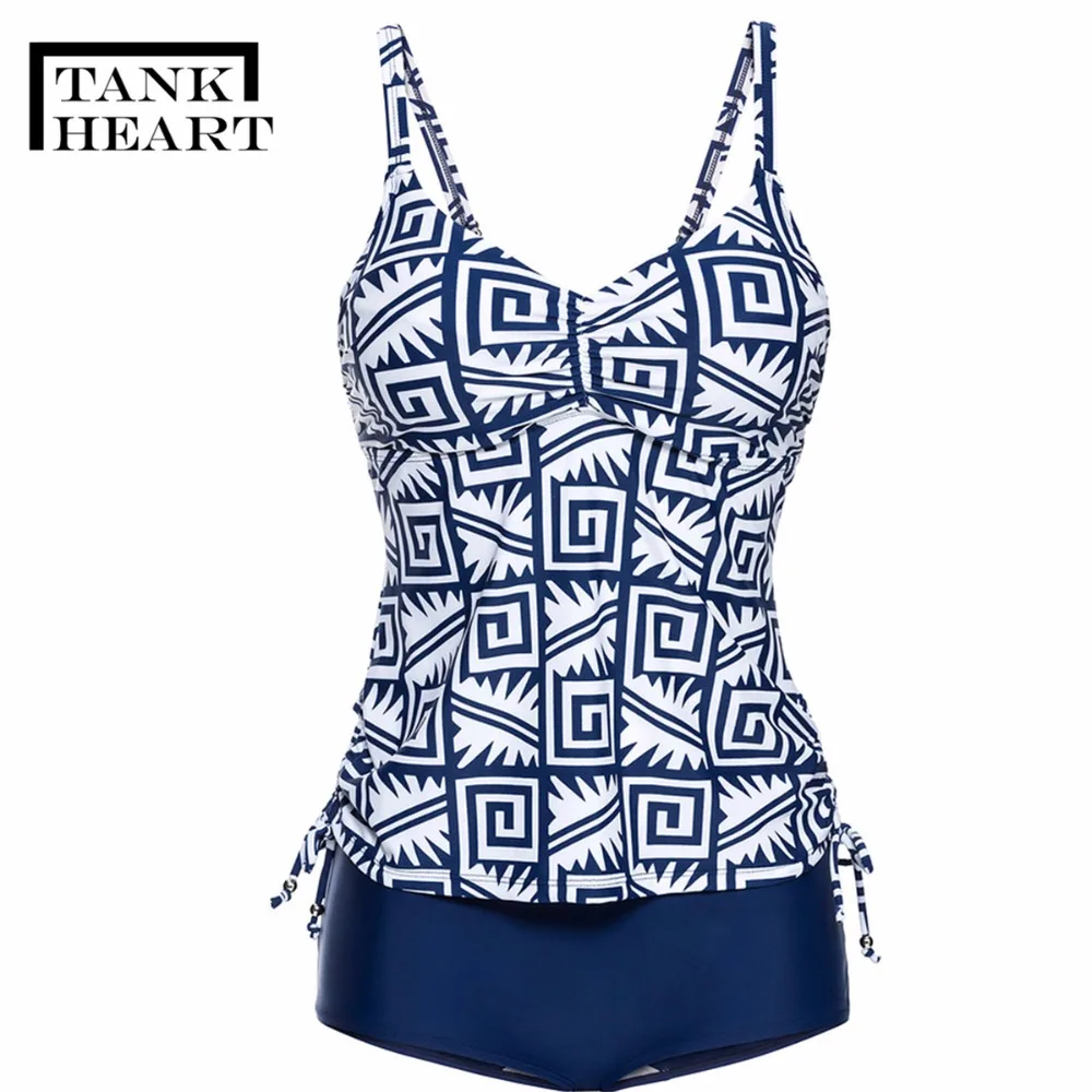 Print Biquini Plus Size Swimwear large sizes Tankini Set Two Piece Swimsuit with shorts badpak Bathing Suit Women Swimming Suit