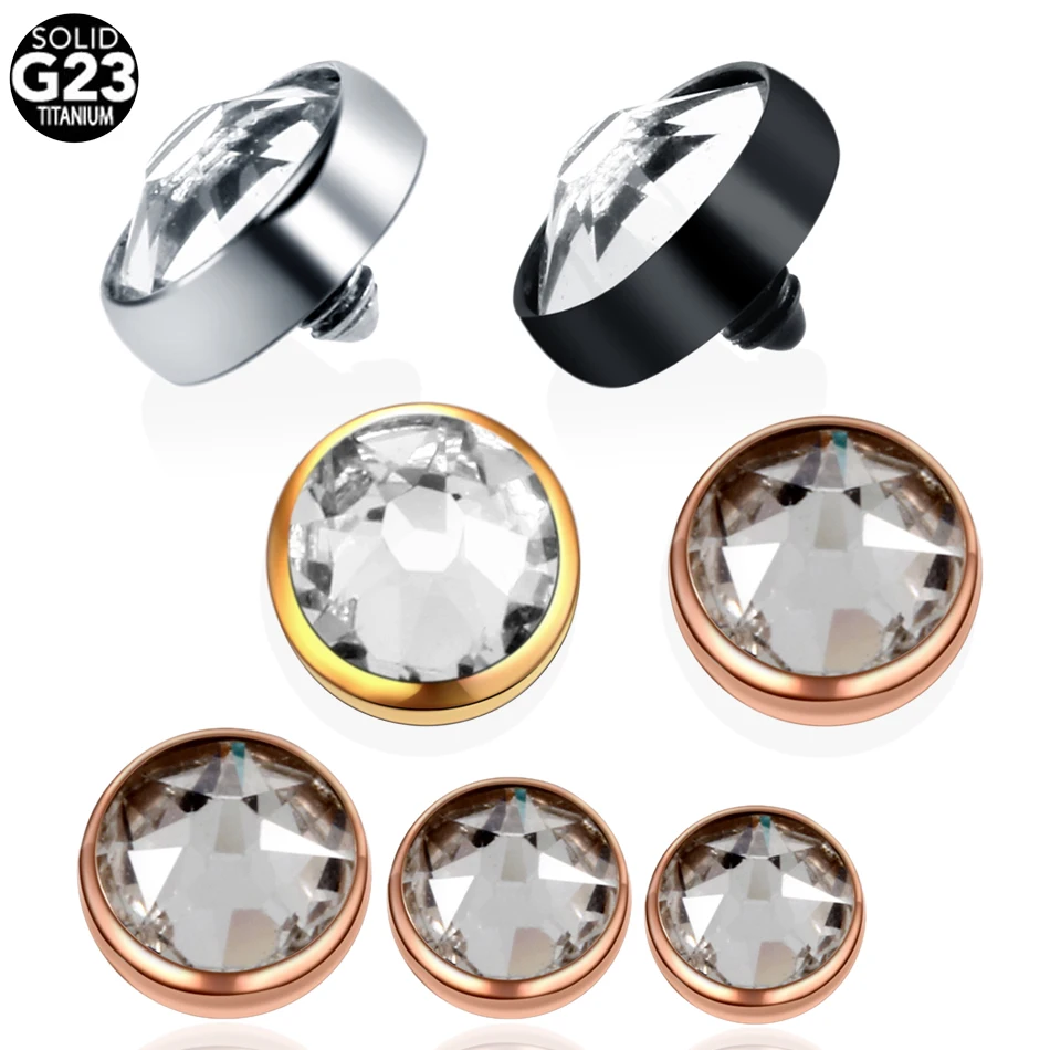 G23 Titane Micro Injecteur Dermique Piercing, Clip Gemme Peau Plongeur Surface Implant Bijoux Injecteur Dermique Top Piercing Bijoux, 1Pc