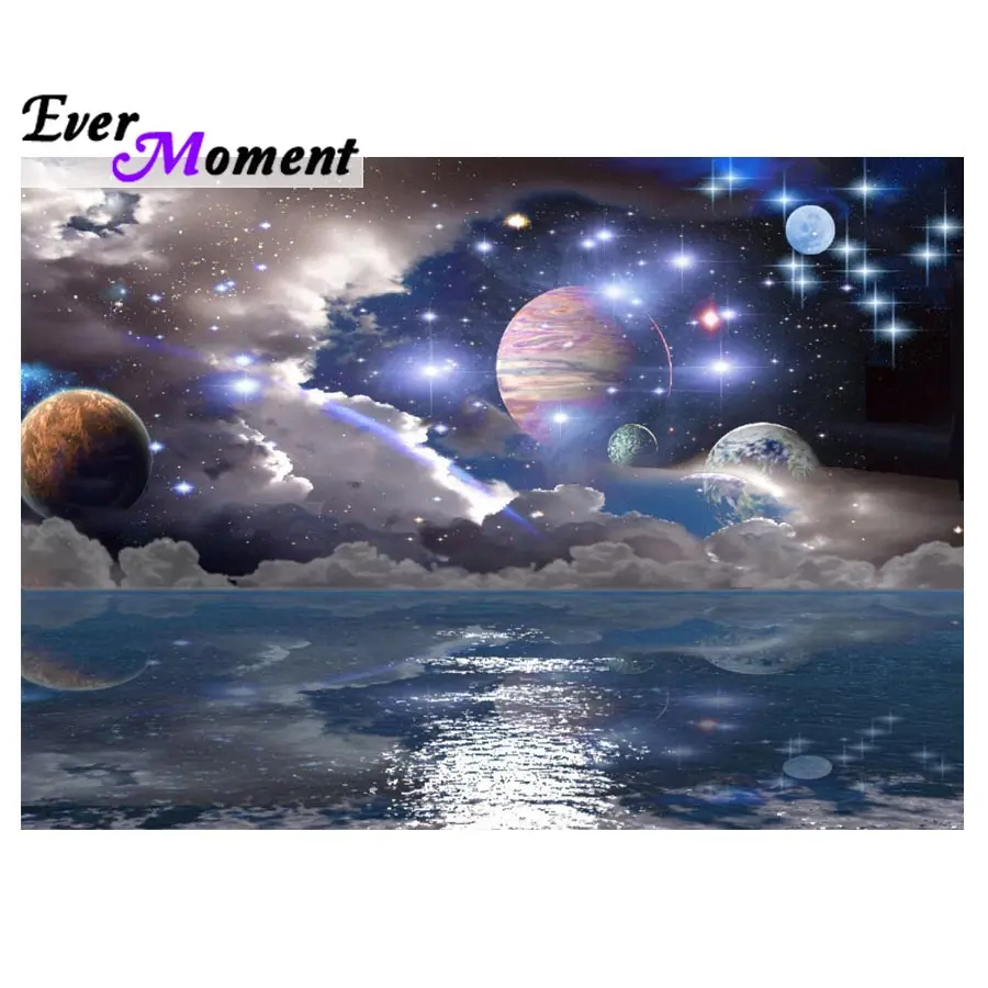 Ever Moment Diamond Painting Beautiful Space and Stars Planet DIY 5D Diamond Embroidery Solar System Universe ASF902