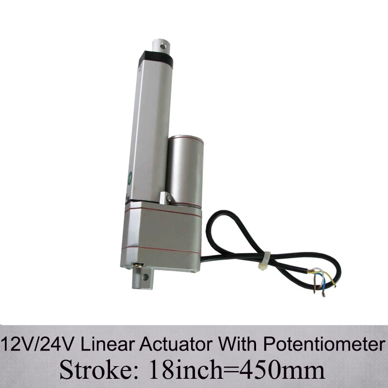 Linear Actuator With Potentiometer and Feedback DC 12/24V 18inch/ 450mm Stroke 1000N/100KGS max push load