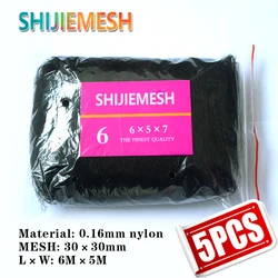 Wysokiej jakości głębokie kieszenie 6M x 5M 30mm pułapka na ptaki siatka przeciw ptakom nylonowa monofilamentowa 0.16mm wiązana siatka na mgiełki dla ptaków 5szt.