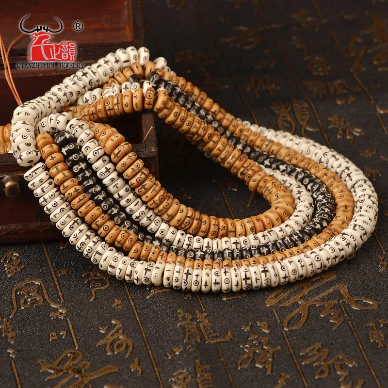 20PCS Natural yak bone bead hand-chain necklace DIY beads Handmade Carved beads for jewelry making 3X8mm 4X10mm Tibetan style