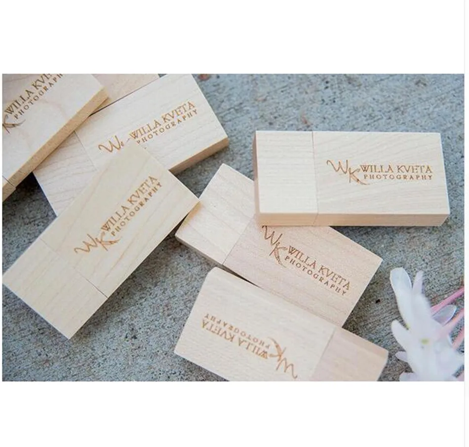 Free Custom Laser Engraving LOGO Maple USB2.0 Flash Drive 2GB 4GB 8GB 16GB 32GB 64GB 128GB and Maple Box