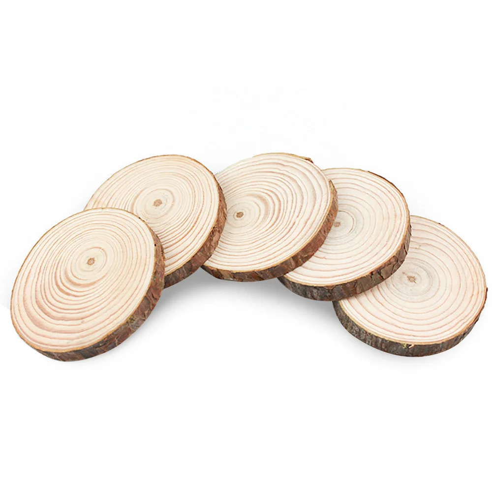 14-30cm Unfinished Natural Round Wood Slices Circles With Tree Bark Log Discs For Diy Crafts Painting Photograph Decoration