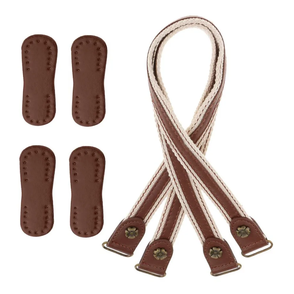 

2pcs Handles with 4pcs Patches for DIY Leather Shoulder Bag Strap Handbag Belts Durable Brown Bag Accessories & Parts for Women