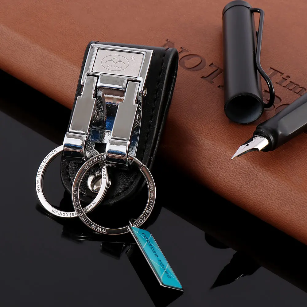 Fashion Men\'s Business Genuine Leather Belt Buckle Clip 2 Loops Key chain Key Ring Holder Men Apparel Accessories