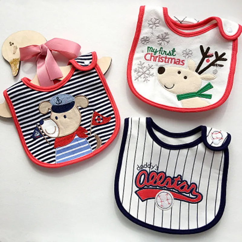 Cotton Christmas Baby Bib Waterproof Bibs Toddler Infant Saliva Towels Burp Cloths Feeding Newborn Wear Cartoon Accessories DS19