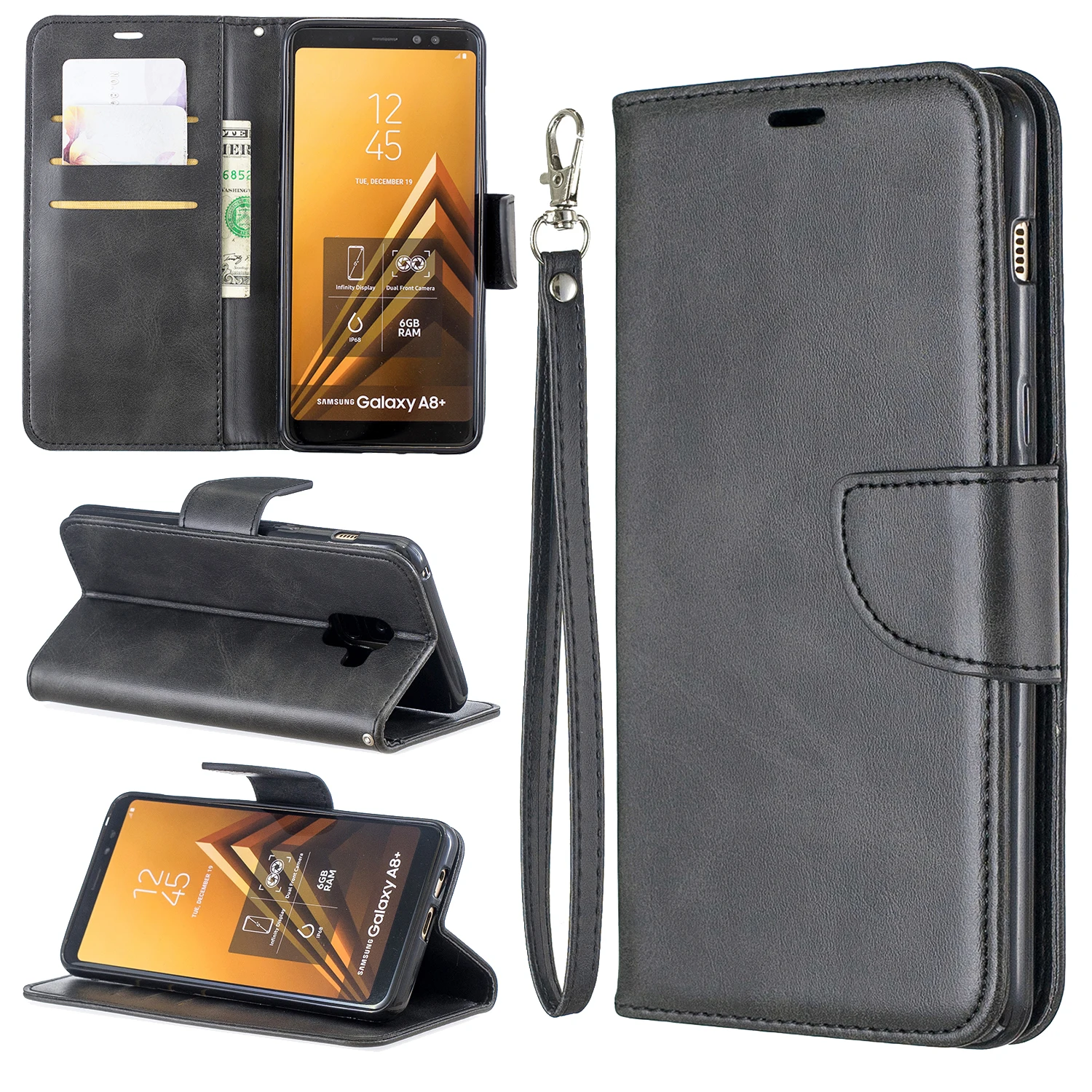 Wallet Flip PU Leather Case for Samsung Galaxy A7 A6 A8 Plus 2018 A750 A530 A3 A5 2017 Flip Case Funda Capa