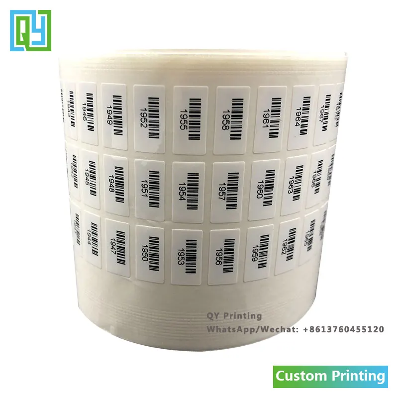 2000pcs 16x8mm Free Shipping Custom Barcode Labels QR Code 2D Data Matrix Serial Number Waterproof Oil Proof White PET Stickers