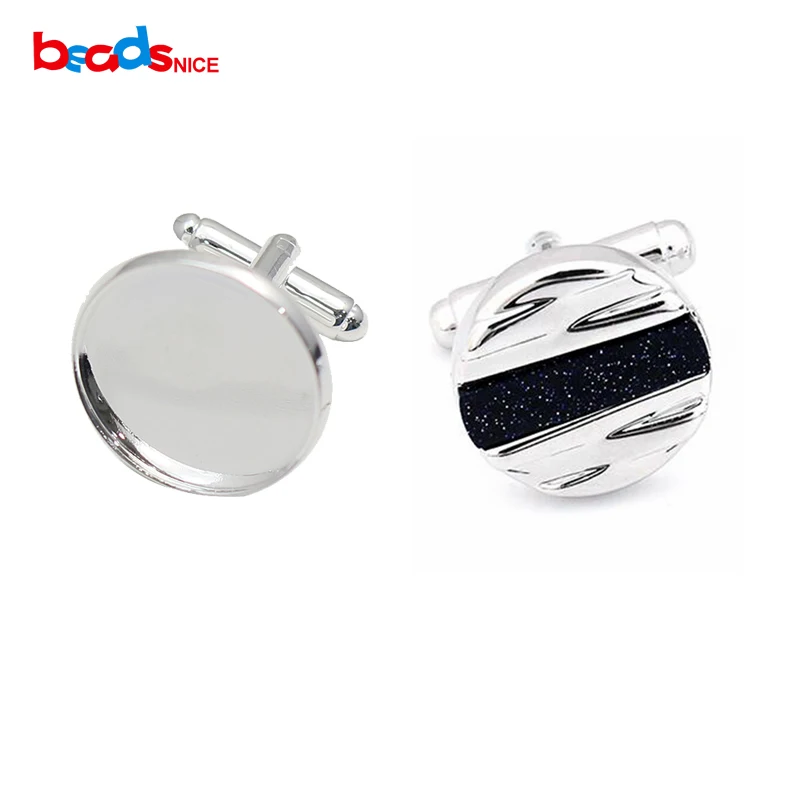 Beadsnice ID8898D 100pcs SIlver Plated Cufflink Manufacturer Round Bezel Setting Cufflink Blanks Suppliers