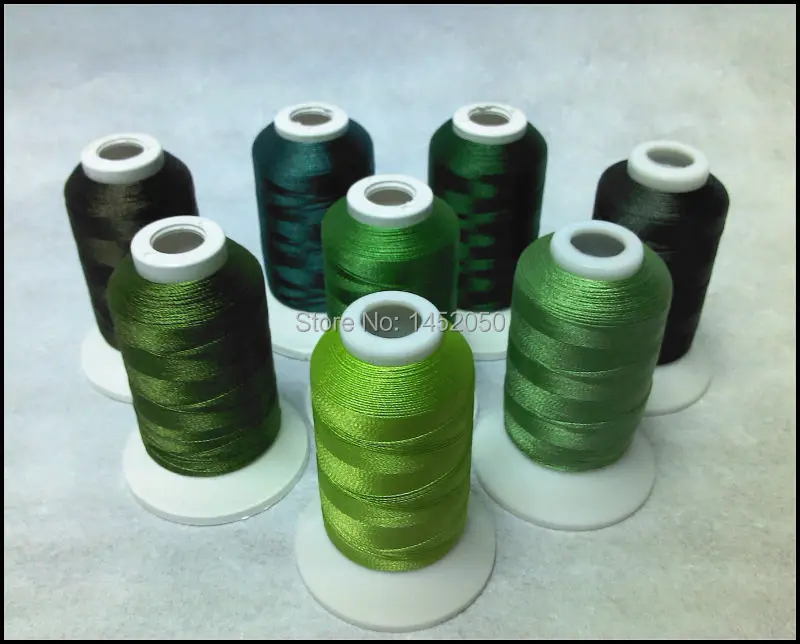 GREEN COLORS Embroidery Machine Thread 8 Spools Free Ship