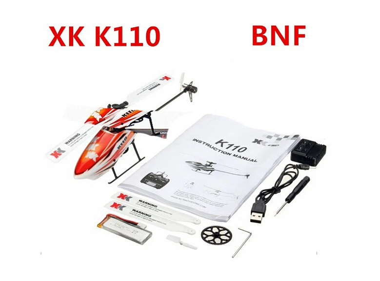 XK K110 Blash 6CH Brushless 3D6G System RC Helicopter BNF Without Remote Controller Compatible with FUTABA S-FHSS