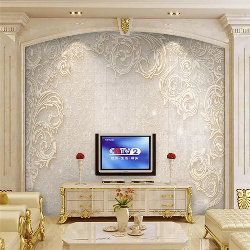 

Decorative wallpaper Anaglyph european-style patterned chaohua star spot TV background wall painting