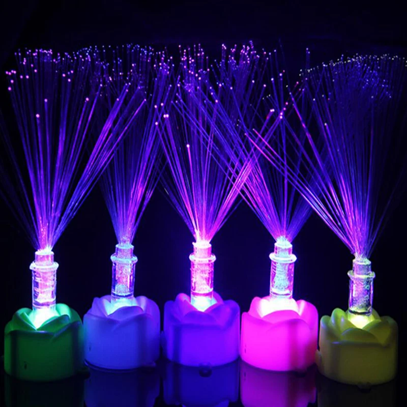 LED Optic Fiber Lights Lamp For Living Room Night Decoration Children Kids Holiday Wedding Gift Lamp Battery Powered Nightlight