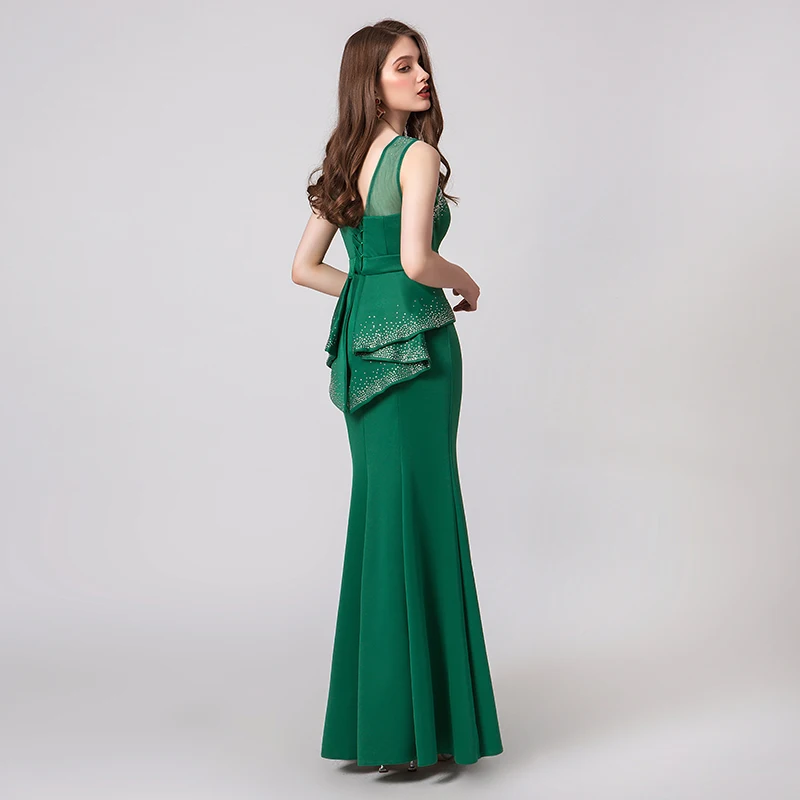 Forevergracedress Elegant สีเขียวสีชุดราตรี 2019 Mermaid Beading แขนอย่างเป็นทางการ Gowns Plus ขนาดที่กำหนดเอง